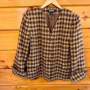 Kasper Vintage Women's Plaid Button Front Career Jacket Blazer Sz 10P